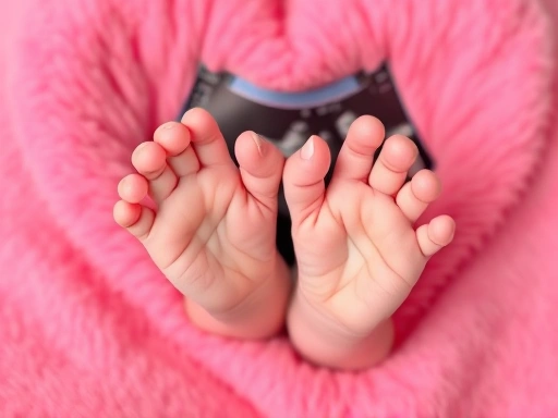 초음파 사진 속 아기의 작은 손과 발이 움직이는 모습