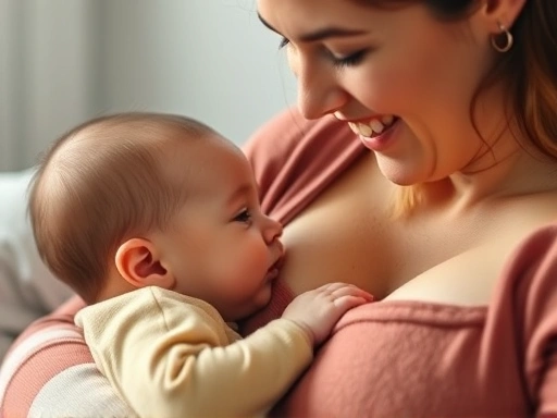 아기가 편안하게 젖을 물고 있는 모습