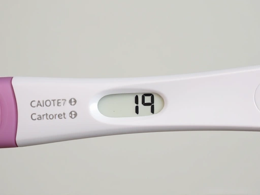 Close-up of a pregnancy test showing positive result, concept of ectopic pregnancy