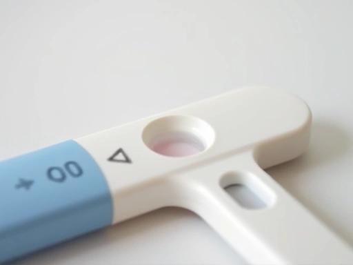 임신성 당뇨 검사 키트를 클로즈업하여 보여주며, 정기적인 검진을 통해 태아의 건강을 관리하는 중요성을 강조