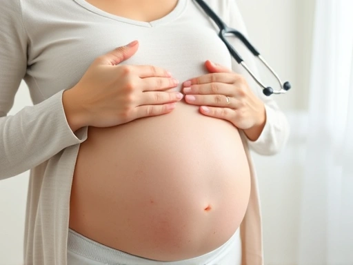 A pregnant woman getting her heart checked by a doctor with stethoscope, ensuring heart health during pregnancy