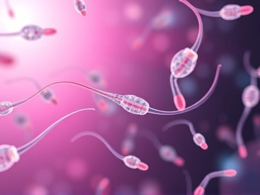 Healthy sperm cells under a microscope, focus on sperm motility and morphology for medical illustration.