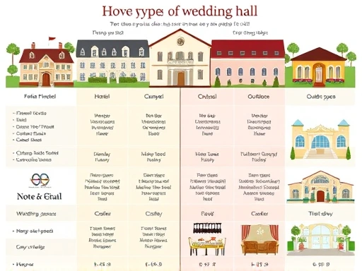다양한 웨딩홀 종류를 한눈에 볼 수 있는 비교 이미지