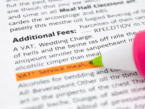 웨딩홀 계약서의 '추가 비용' 섹션이 클로즈업된 이미지