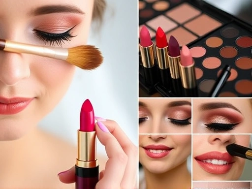 섬세한 손길로 신부의 얼굴에 메이크업 브러시가 닿는 클로즈업 장면