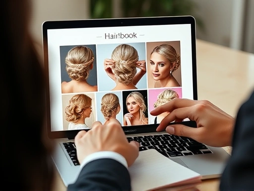 웨딩 헤어 스타일과 메이크업 클로즈업 사진이 깔끔하게 정리된 디지털 룩북 이미지