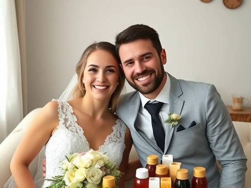 결혼식을 앞두고 예비 신랑, 신부가 편안하게 웃으며 컨디션을 관리하는 모습