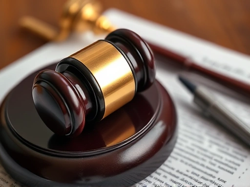 Close-up shot of a judge's gavel resting on legal documents, symbolizing the complexities of child custody decisions.
