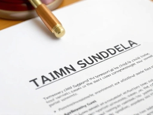 Close-up of legal documents related to temporary child support in a custody case.