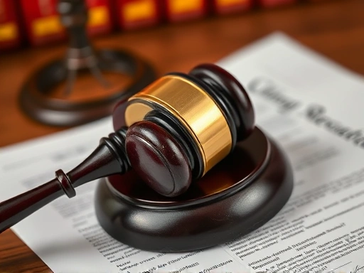 Close-up shot of a judge's gavel resting on legal papers, symbolizing the importance of legal proceedings in child relocation cases.