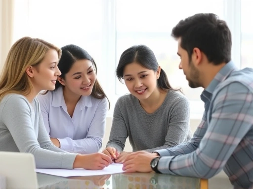 Parents discussing a child support agreement, ensuring financial stability for their child's future.
