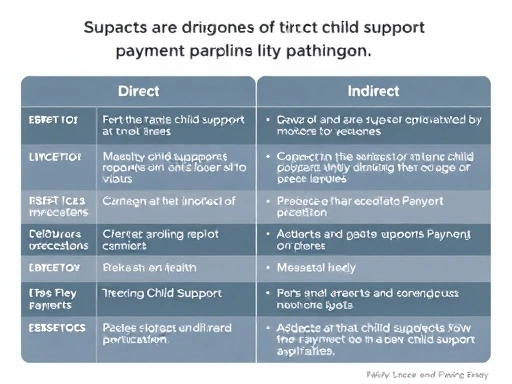 A detailed comparison of direct and indirect child support payment methods, highlighting key differences.
