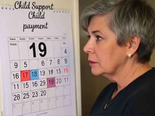 A parent looking thoughtfully at a calendar, marking the date of their child's 19th birthday, representing the end of child support payments.