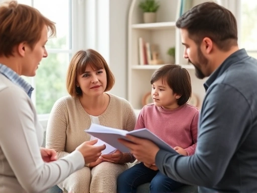 양육비 산정 기준 설명하는 부모의 모습