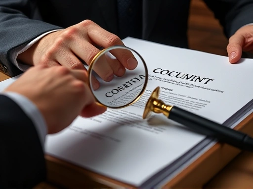 A person carefully reviewing a legal document with a magnifying glass, emphasizing the importance of preparation for court.