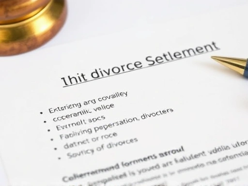 Close-up of legal documents outlining the various costs associated with a divorce settlement, emphasizing financial planning.