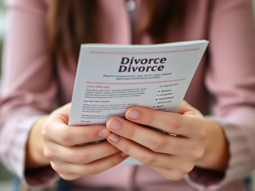 Close-up shot of a counselor's hands gently holding a brochure about divorce support groups and resources.