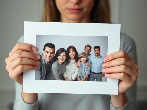 A sad woman holding a family photo, emphasizing the emotional challenges of international divorce and custody issues.