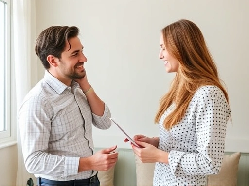 A couple discussing financial matters before marriage, emphasizing transparency and communication.