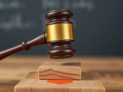 A close-up shot of a gavel striking a sound block, symbolizing the legal process of property division valuation.