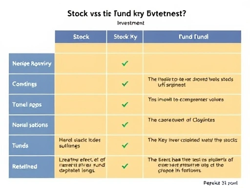 A detailed comparison table highlighting the key differences between stock and fund investments.