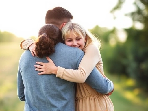 A heartwarming scene depicting a family embracing after an adoption, emphasizing the legal and emotional transition regarding parental support responsibilities.
