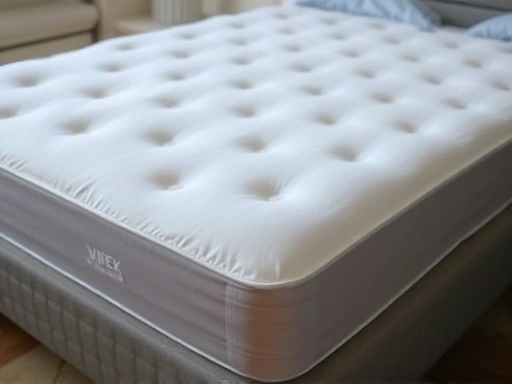 A clean, well-protected mattress on a bed, with a subtle glow, representing hygiene and longevity, showcasing the necessity of a mattress protector.