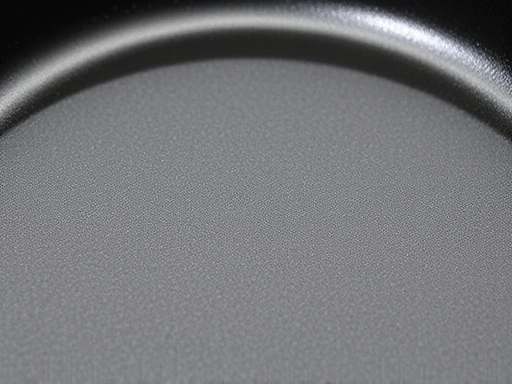Close-up view of a Myhany frying pan's non-stick surface, showing a glossy, smooth coating, perfect for cooking, highlighting material quality and long-term performance. 