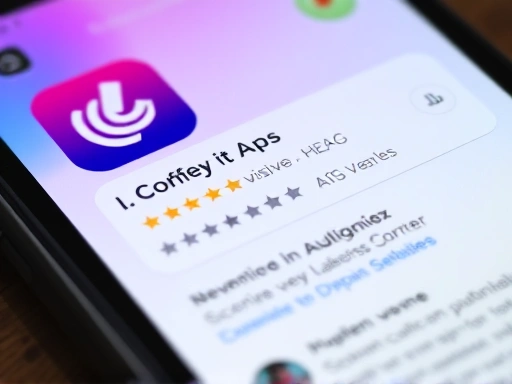 A detailed close-up of a smartphone screen displaying various App Store Optimization (ASO) elements like a compelling app icon, clear screenshots showcasing key features, and positive user reviews. The screen is vibrant and visually appealing, emphasizing the importance of ASO for app visibility and downloads.