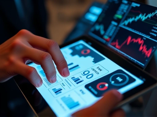 Close-up of hands working on a tablet displaying complex financial data visualizations, representing the enhancement of corporate transparency through technology and meticulous data analysis.