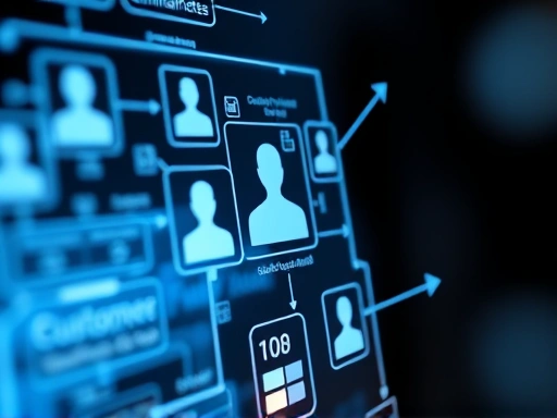 Close-up of a holographic interface displaying integrated customer data, showing various communication channels converging into a unified profile, representing data integration in omnichannel marketing, with a focus on seamless connectivity.