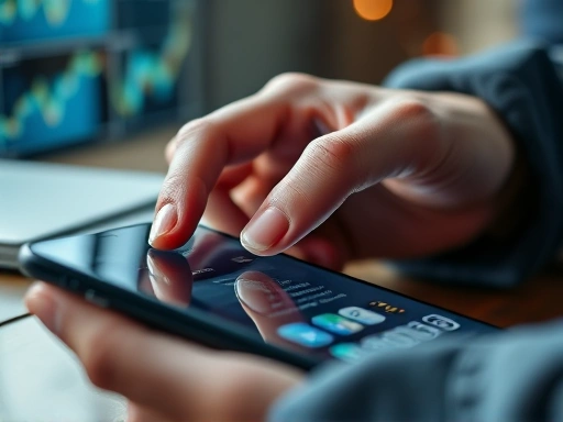 A detailed close-up of a hand clicking on a personalized email on a smartphone, with subtle background elements suggesting data analytics and customer segmentation for improved marketing growth.