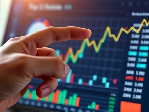 A close-up shot of a hand highlighting a line on a financial chart, with a blurred background showing a digital dashboard displaying real-time cash flow, emphasizing the meticulous monitoring and optimization of startup funds.