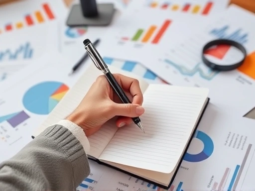 A close-up shot of a person diligently writing notes in a notebook, surrounded by scattered financial charts and team collaboration tools, emphasizing the process of learning from past startup mistakes and planning for future success. Keywords: startup lessons, business planning, strategic analysis.