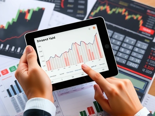 Close-up of a hand holding a tablet displaying a financial chart with 