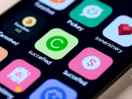 A close-up shot of a smartphone screen displaying various money-making app interfaces, showing small digital currency icons and successful transaction notifications, clean and clear.