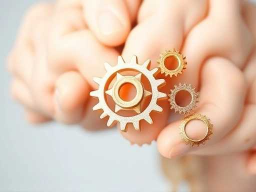 A close-up, abstract representation of a balanced mind, perhaps with gears or interconnected elements symbolizing reason, spirit, and appetite in harmony. Soft, calming colors, suggesting mental clarity and control over cravings.