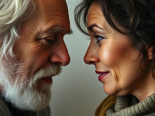 Close-up of two individuals engaged in a profound, authentic conversation, their expressions reflecting deep connection and understanding, symbolizing Heidegger's true encounter.