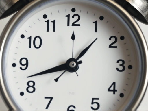 A close-up of a broken or distorted alarm clock face, with blurred lines representing disrupted sleep cycles and a confused expression, illustrating the concept of 