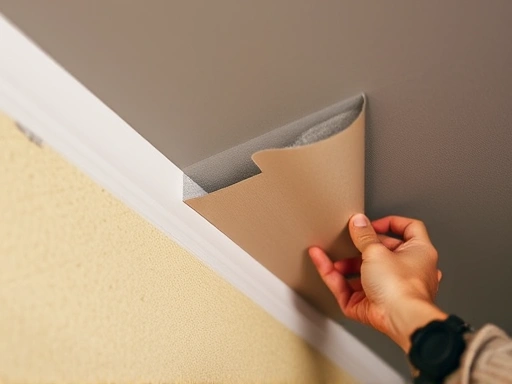 A close-up of soundproofing material being installed on a wall or ceiling, with tools and a hand visible, emphasizing the process of noise reduction for quiet sleep.