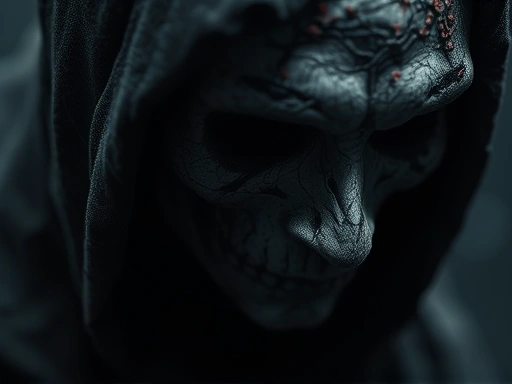 Close-up conceptual image symbolizing complex psychological pathology, perhaps a shadowy figure with abstract representations of mental turmoil, focusing on the dark aspects of human behavior and mental illness, incorporating keywords like 