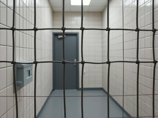 Close-up of a safe, ligature-free correctional facility cell environment, showing design elements that prevent suicide, possibly with a subtle hint of therapeutic activities.