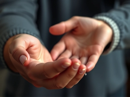 A close-up shot of hands, one extended offering help, the other cautiously reaching out, symbolizing rehabilitation, support, and the journey of social reintegration for individuals with high recidivism risk.