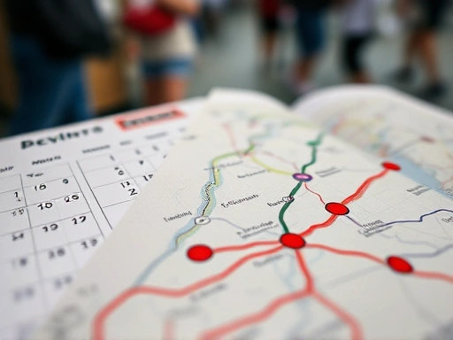 A close-up shot focusing on a specific element of a daily routine, such as a calendar or a map with marked routes, symbolizing the predictable nature of offender patterns, with a blurred background representing general societal activities.