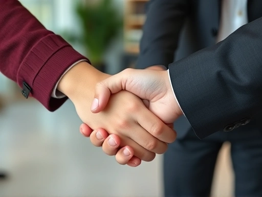 Close-up on a person's hands holding another person's hands, symbolizing support and trust, with a blurred background of a calm, professional setting, highlighting connection and reassurance.