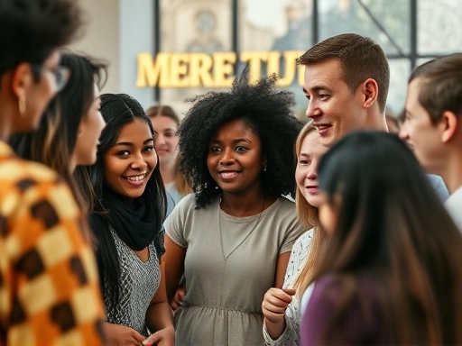 Close-up of diverse individuals in a group, engaging in an educational session about empathy and respectful communication, promoting social awareness and prevention of secondary victimization.