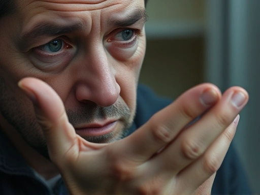 A close-up shot focusing on the nuanced facial expressions and subtle hand gestures of a person, conveying complex psychological states like hesitation, fear, or willingness to cooperate, in a witness interview context.
