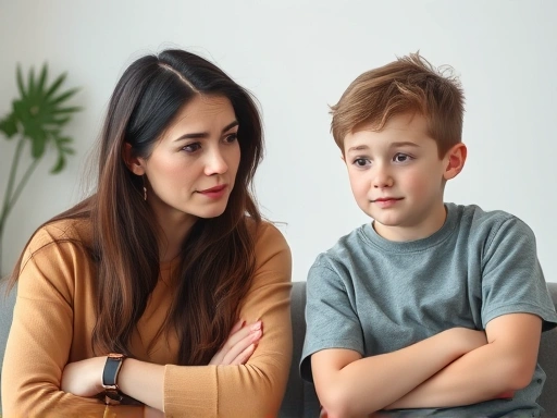 A concerned parent thoughtfully observing their pre-teen child who is experiencing the early stages of puberty, with a mix of emotions and understanding.