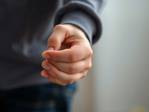 Close-up shot of a parent's hand gently holding a child's hand, symbolizing guidance and trust. Soft lighting, showing the child's serene expression, reflecting positive behavioral change and effective discipline.