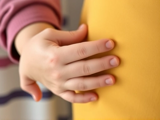 Close-up of a child and adult's hands, with the child's hand gently placed on the adult's arm, symbolizing a non-verbal signal for communication.